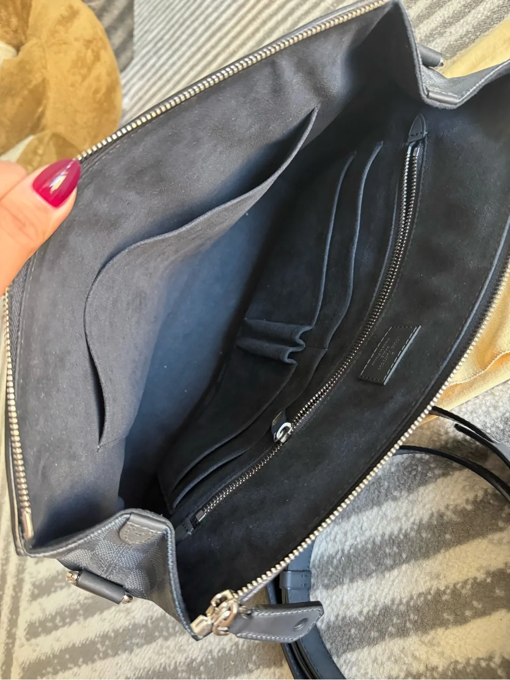 Louis Vuitton Blue Damier Graphite Messenger Bag with Silver Hardware